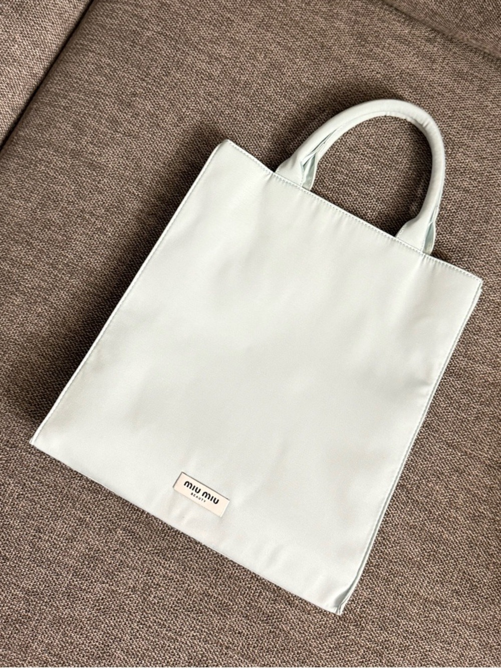 Miu Miu Beauty Medium Tote Bag Sky Blue New Authentic
